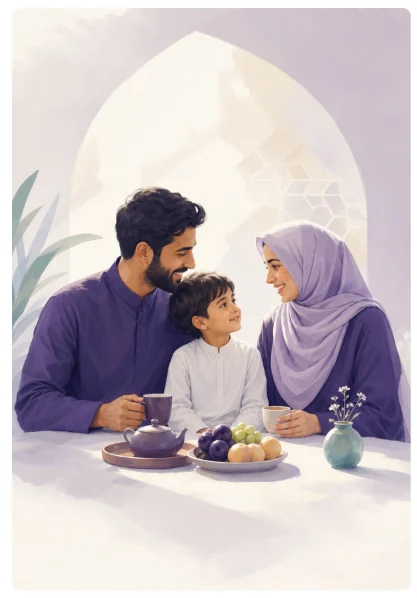 A family sharing a meal together